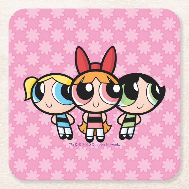 Porta-copo De Papel Quadrado Raparigas Powerpuff: Açúcar, Especiarias e Tudo Mu (Frente)