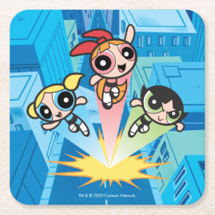Porta-copo De Papel Quadrado Raparigas Powerpuff Lançam No Ar