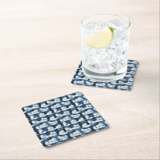 Porta-copo De Papel Quadrado Raposa Árctica Padrões de Xadrez de Tartan no inve