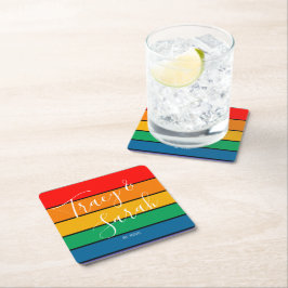 Porta-copo De Papel Quadrado Rascunho Colorido do Arco-íris Tiras de Bloqueio