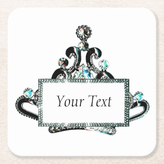 Porta-copo De Papel Quadrado Real Tiara Personalizado (Frente)