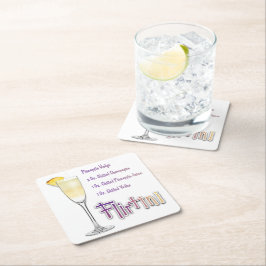 Porta-copo De Papel Quadrado Receita de Coquetel Flirtini de Abacaxi Mimosa Art