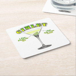 Porta-copo De Papel Quadrado Receita de Coquetel Gimlet Martini Arte