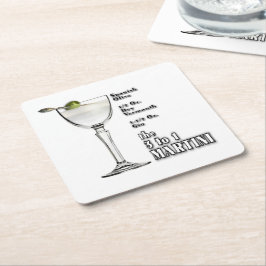 Porta-copo De Papel Quadrado Receita de Coquetel Martini 3 para 1 (Molhado) em