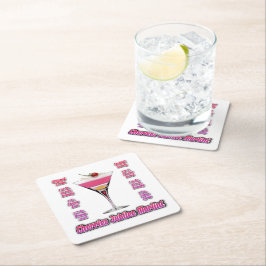 Porta-copo De Papel Quadrado Receita de Coquetel Martini Cherries Jubilee Arte