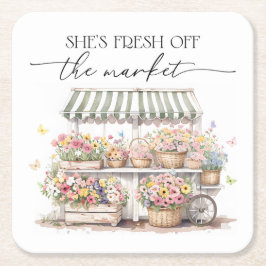 Porta-copo De Papel Quadrado Recém-saído do Mercado Chuveiro de Noiva Aquarela