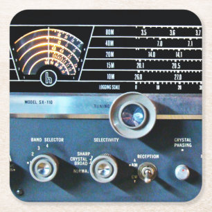 Porta-copo De Papel Quadrado Receptor de rádio Vintage Short Wave