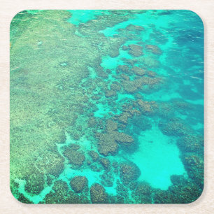 Porta-copo De Papel Quadrado Recife de coral água oceânica turquesa caribenho