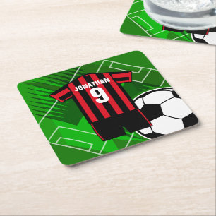 Porta-copo De Papel Quadrado Red and Black Stripes personalizadas do futebol Je