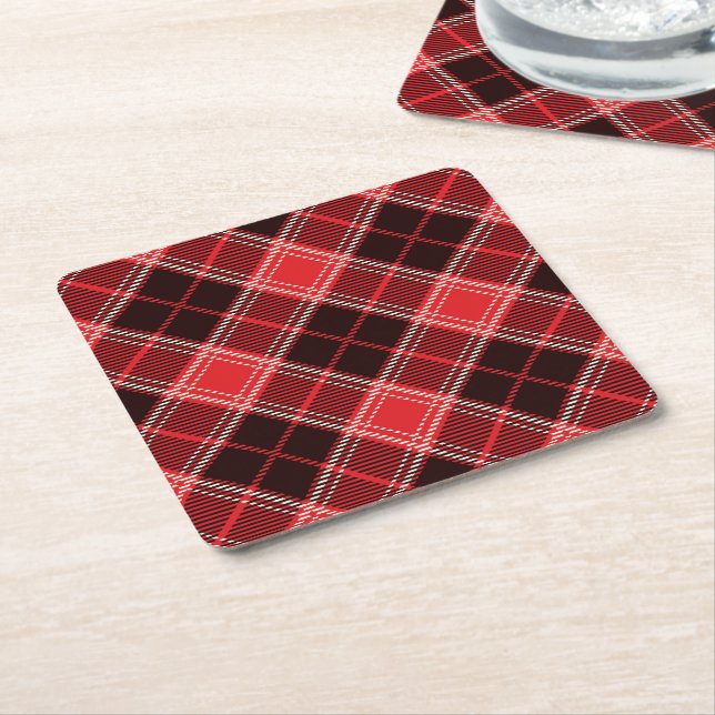 Porta-copo De Papel Quadrado Red Black Tartan (Inclinado)