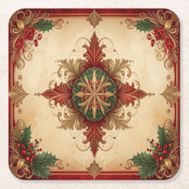 Porta-copo De Papel Quadrado Red Decorative Holiday Paper Coaster