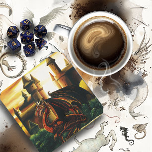 Porta-copo De Papel Quadrado Red Dragon Castle Fantasy