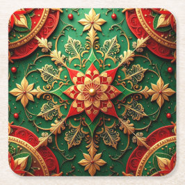 Porta-copo De Papel Quadrado Red Green Decorative Holiday Paper Coaster