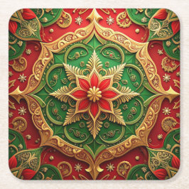 Porta-copo De Papel Quadrado Red Green Decorative Holiday Paper Coaster
