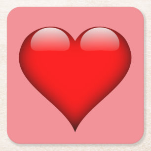 Porta-copo De Papel Quadrado Red Heart Love