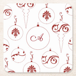 Porta-copo De Papel Quadrado Red Monograma Bauble Ornaments Natal