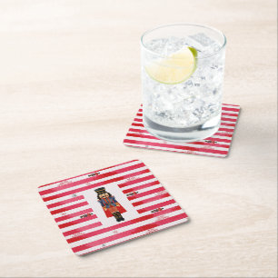Porta-copo De Papel Quadrado Red Strips Portas copos de Papel de Natal do Noz-C
