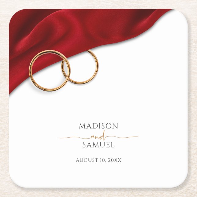 Porta-copo De Papel Quadrado Red Velvet Wedding Coaster (Frente)