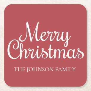 Porta-copo De Papel Quadrado Red White Felry Family