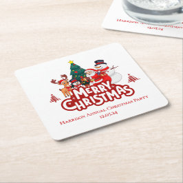 Porta-copo De Papel Quadrado Red & White Simple Feliz Natal