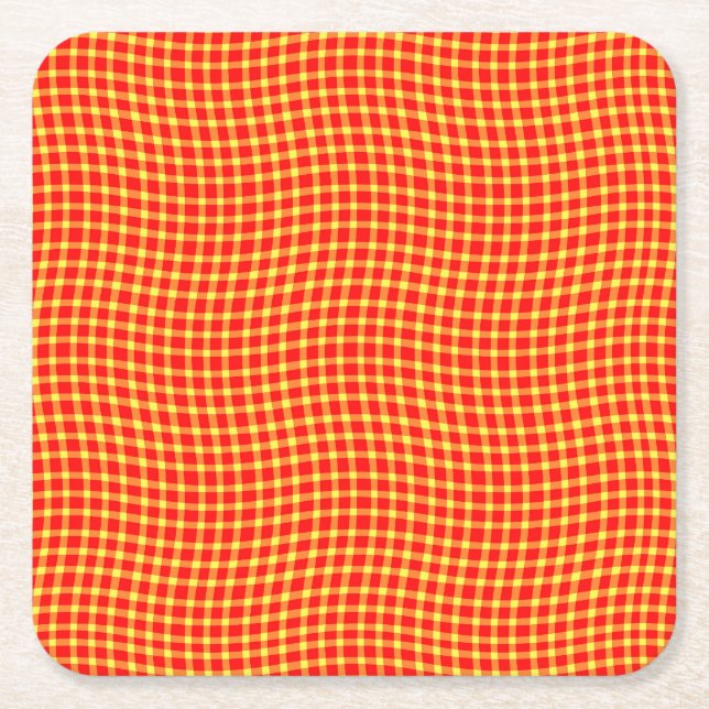 Porta-copo De Papel Quadrado Red Yellow Plaid Checker Seamless Pattern (Frente)