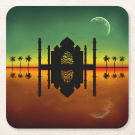 Porta-copo De Papel Quadrado Reflexão da Noite Oriental em 1001