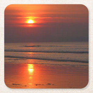Porta-copo De Papel Quadrado Reflexões de um pôr do sol sobre a Porta copos do 