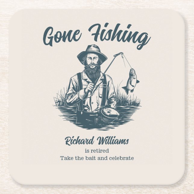 Porta-copo De Papel Quadrado Reforma da pesca: pesca aposentada (Frente)