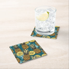 Porta-copo De Papel Quadrado Refresca tu Mesa con Estilo de Piñas