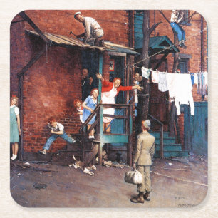 Porta-copo De Papel Quadrado Regresso a casa G.I.