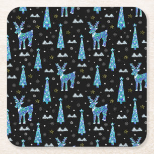 Porta-copo De Papel Quadrado Reindeer, flocos de neve, padrão de Natal