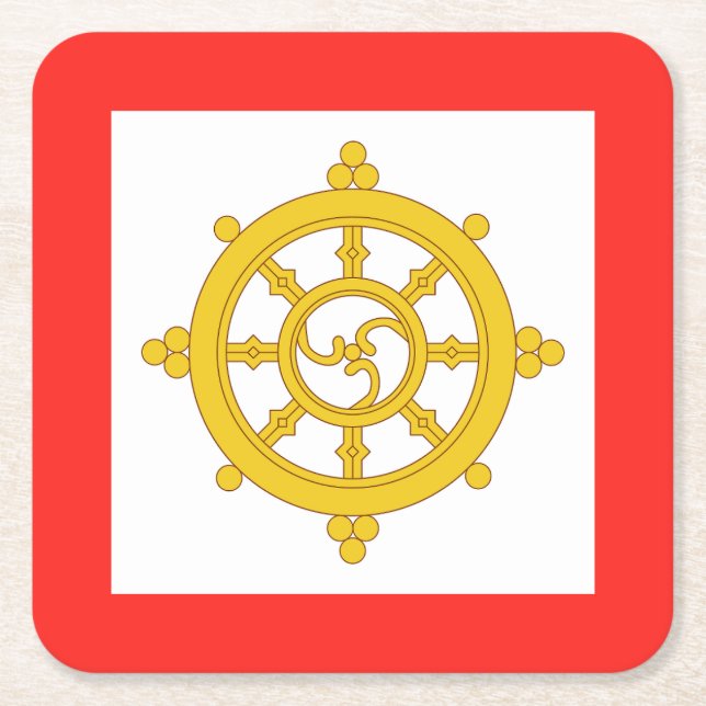 Porta-copo De Papel Quadrado Reino de Sikkim Flag (Frente)