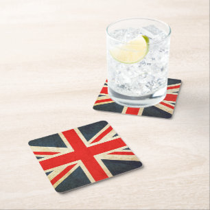Porta-copo De Papel Quadrado Reino Unido British Vintage Grunge Flag