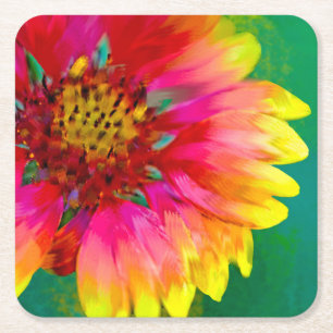 Porta-copo De Papel Quadrado Representação artística da flor Indian Blanket