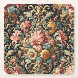 Porta-copo De Papel Quadrado Réquiem para Arcana – Design Floral Gótico