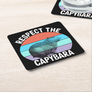 Porta-copo De Papel Quadrado Respeite O Capivara Capybara Engraçado Amante
