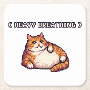 Porta-copo De Papel Quadrado Respiração intensa arte de "pixel" de gato gordo