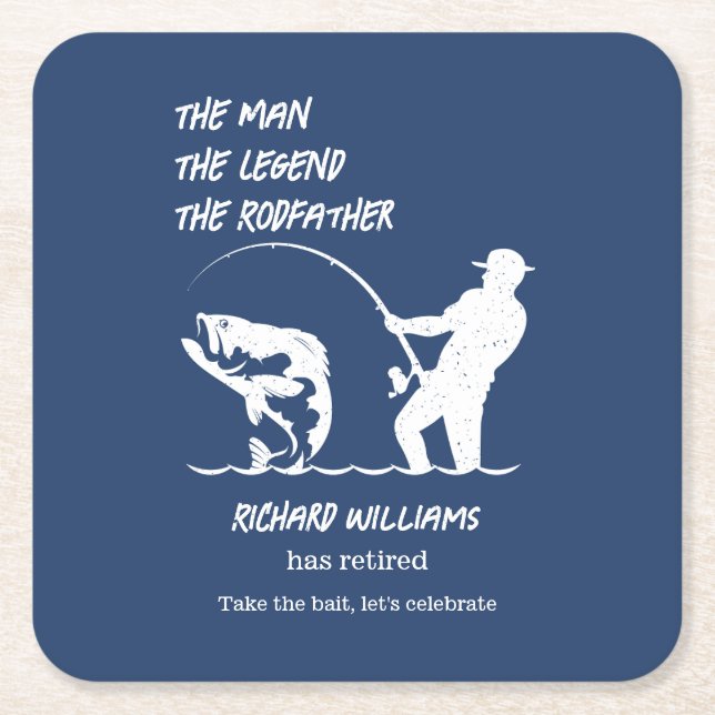 Porta-copo De Papel Quadrado Retirada Pescar o Roddad Peixe Grande (Frente)