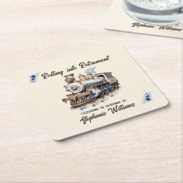 Porta-copo De Papel Quadrado Retired Travel Theme Rolling into Retirement Train