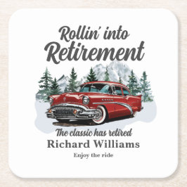 Porta-copo De Papel Quadrado Retirement Travel Theme Classic Retro Car Rolling