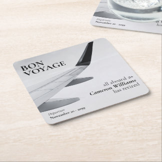 Porta-copo De Papel Quadrado Retirement Travel Theme Modern Plane Bon Voyage