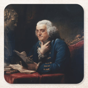 Porta-copo De Papel Quadrado Retrato aproximado, Benjamin Franklin Pai Fundador