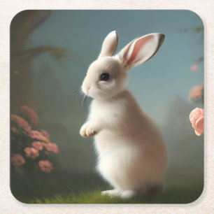 Porta-copo De Papel Quadrado Retrato Bonito de Bunny Bebê