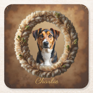 Porta-copo De Papel Quadrado Retrato de Animal de Estimação Personalizado – Bas