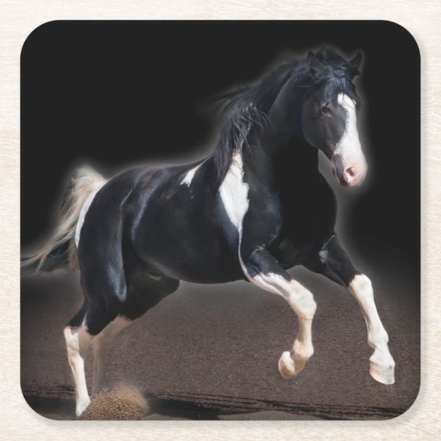 Porta-copo De Papel Quadrado Retrato de Cavalo VIII (Frente)