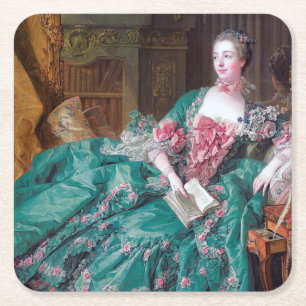 Porta-copo De Papel Quadrado Retrato de Madame Pompadour, Boucher, 1756