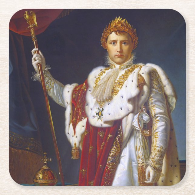 Porta-copo De Papel Quadrado Retrato de Napoleão Bonaparte, Francois Gérard (Frente)