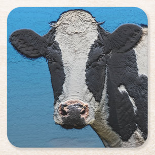 Porta-copo De Papel Quadrado Retrato de vaca feliz