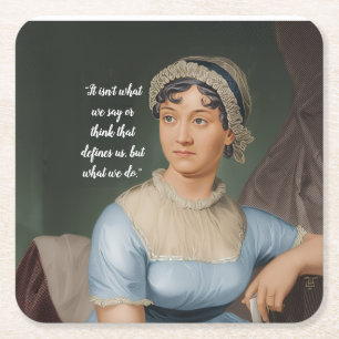 Porta-copo De Papel Quadrado retrato e citação de Jane Austen
