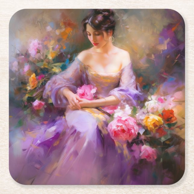 Porta-copo De Papel Quadrado Retrato elegante (Frente)